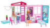 Poupée et Maison de poupée Barbie, coffret de jeu à 1 étage portatif avec piscine
