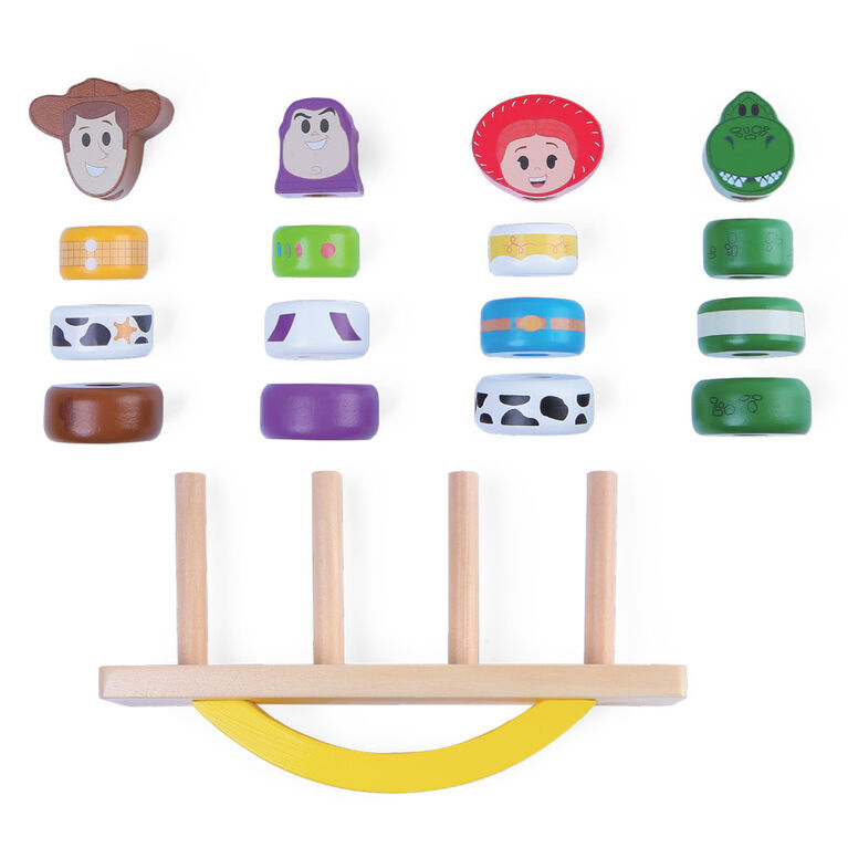 Disney Wooden Toys Toy Story Balance Blocks, 17-Piece Set Features Woody, Buzz Lightyear, Jessie, and Rex - English Edition
