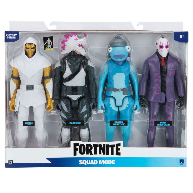 Fortnite, paquet de 4 figurines en mode Section de la série Victoire - Fusion, Joker Obscur, Poiscaille gelé et Voyageur Éternel