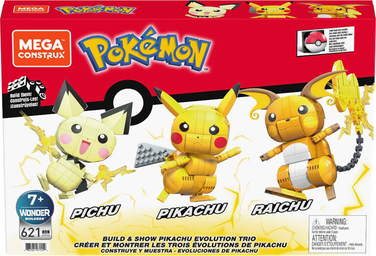 Mega Construx Pokémon PIKACHU EVOLUTION Trio Build & Show Pichu Raichu Lego  New