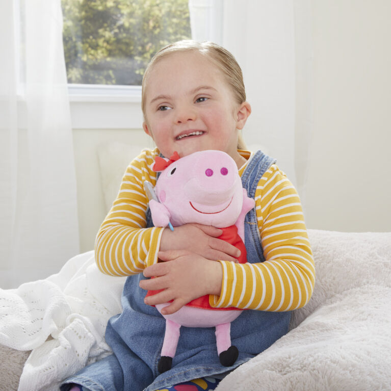 Peppa Pig Peppa chante, peluche chantante avec robe rouge pailletée et boucle, chante 3 chansons - Édition française