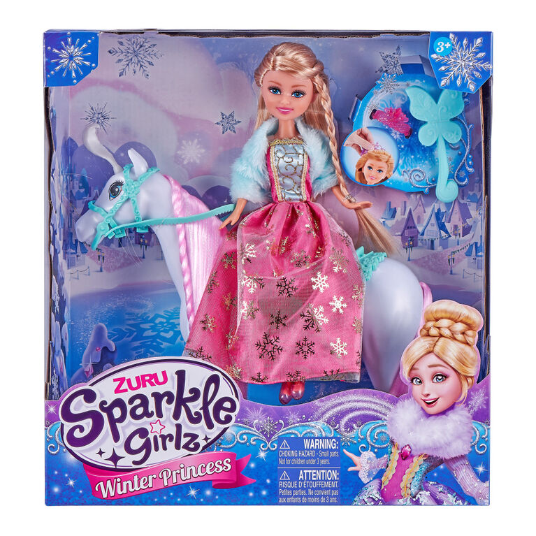 Poupée princesse d'hiver Sparkle Girlz avec cheval royal