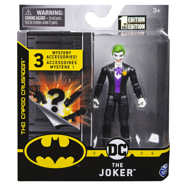 Batman 4-Inch The Joker Action Figure with 3 Mystery Accessories, Mission 4