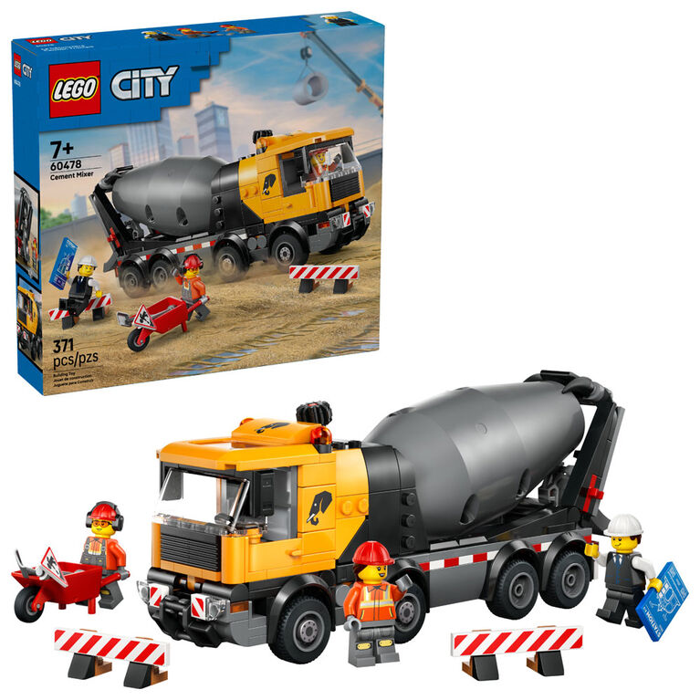 LEGO City Cement Mixer Truck Building Toy for Boys & Girls - Kids Construction Set, Ages 7+ - 60478