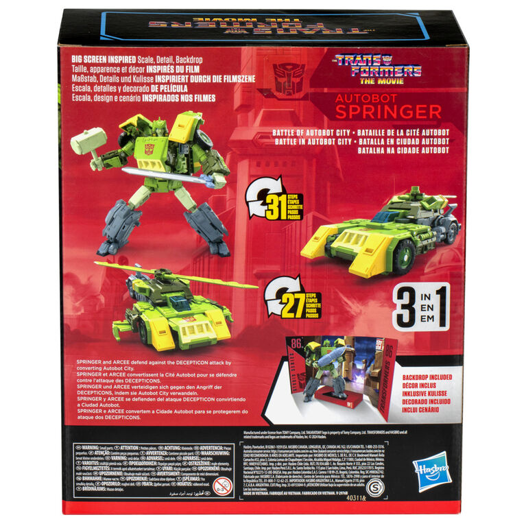 Transformers Generations Studio Series, figurine 86-30 Springer classe Leader, Les Transformers : le film