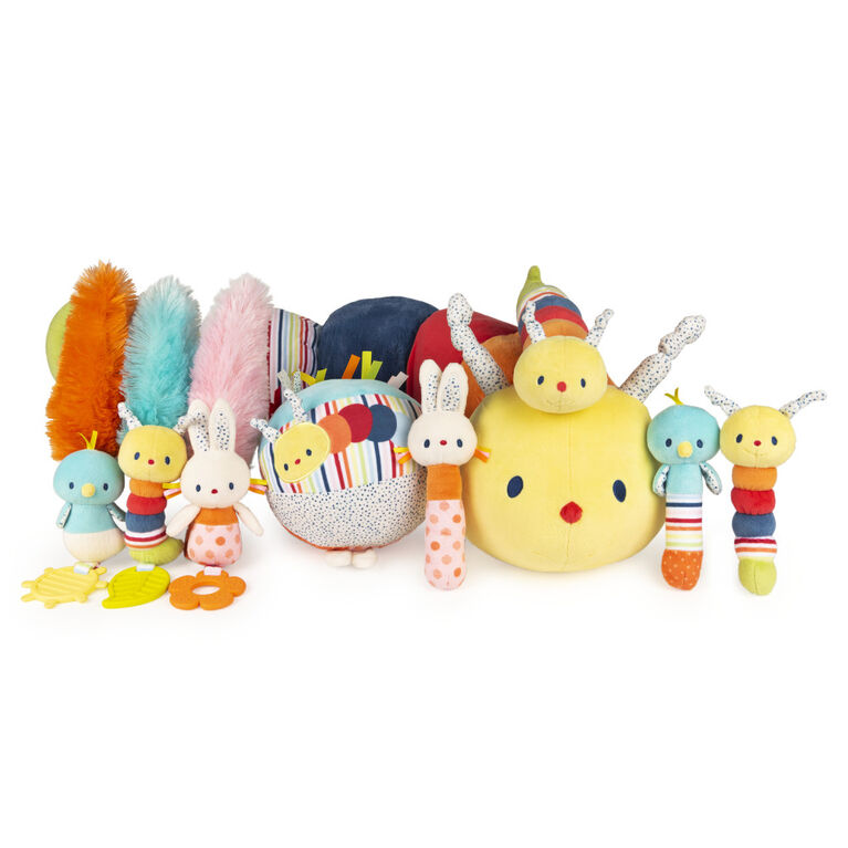 Baby GUND, Hochet en peluche chenille Tinkle Crinkle pour stimulation sensorielle, 14 cm