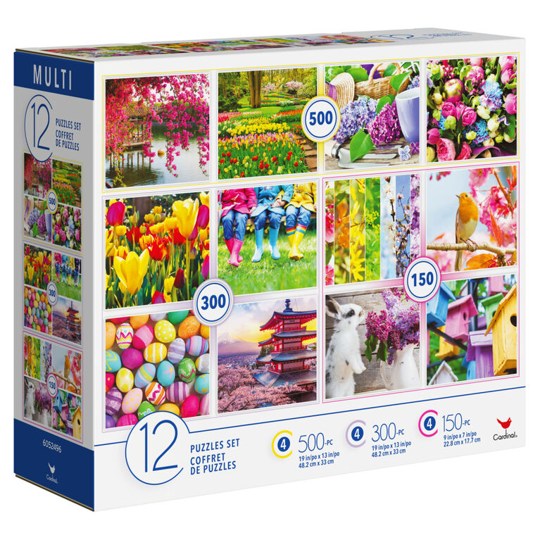 Family 12-Pack of Jigsaw Puzzles for Adults and Kids, Colorful