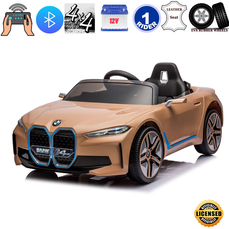 KidsVip 12V Licensed BMW i4 W/ RC- Camel