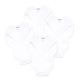 Naturelle 4 Pack Long Sleeve Bodysuit: White