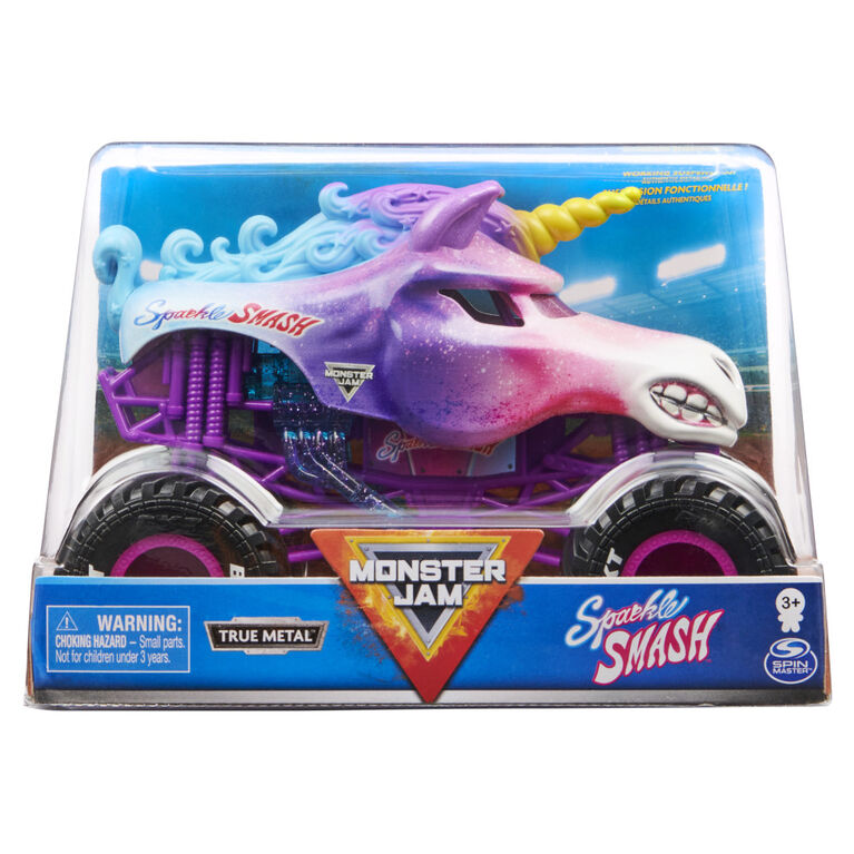 Monster Jam, Official Sparkle Smash Monster Truck, Collector Die-Cast Vehicle, 1:24 Scale