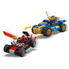 LEGO NINJAGO Le Duel de Voitures de Course entre Rogue et Drix, Ensemble de Jeu de Jouet de Ninja avec 3 Figurines Incluant Nya 71840