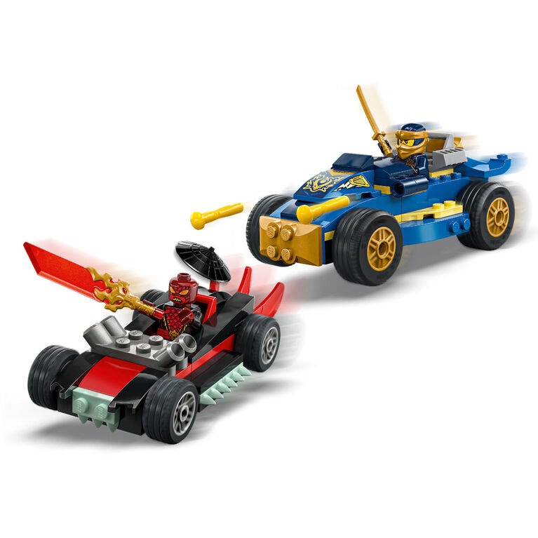 LEGO NINJAGO Le Duel de Voitures de Course entre Rogue et Drix, Ensemble de Jeu de Jouet de Ninja avec 3 Figurines Incluant Nya 71840