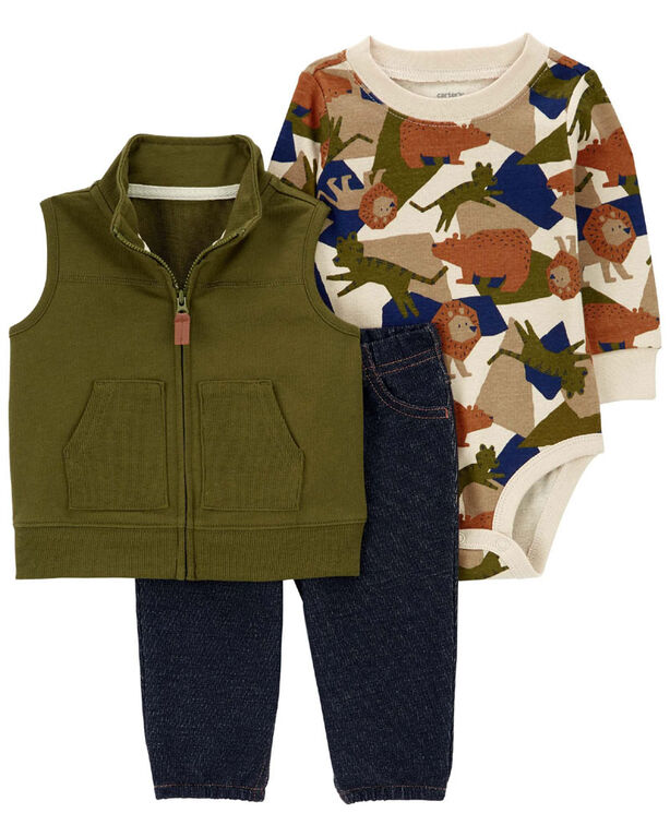 Carter's Three Piece Little Vest Set Green  18M