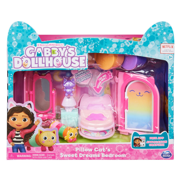 Gabby et la maison magique – Maison de poupées Purrfect Dollhouse avec 2  figurines, 8 meubles, 3 accessoires, 2 boîtes surprises et sons