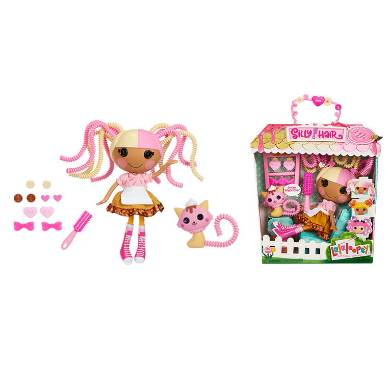 Lalaloopsy Silly Hair Doll - Scoops Waffle Cone with Pet Cat, 13" ice cream theme hair styling doll