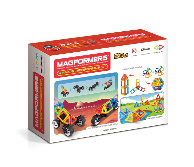 Magformers - Coffret Amazing Transform Wheel de 17 pièces - Édition anglaise