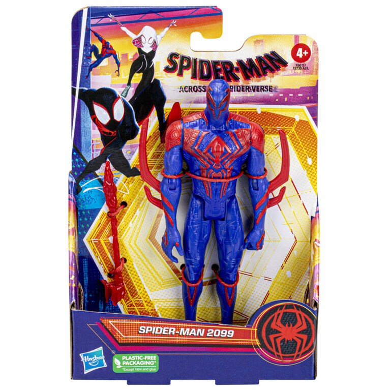 Marvel Spider-Man: Across the Spider-Verse Spider-Man 2099 Toy, 6-Inch-Scale Action Figure with Laser Blast Accessory, Toys for Kids Ages 4 and Up