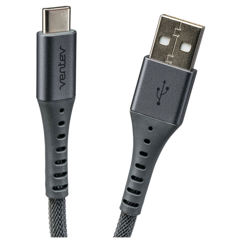 Ventev 557645 Charge/Sync Alloy Cable USB-C 10ft Steel Grey