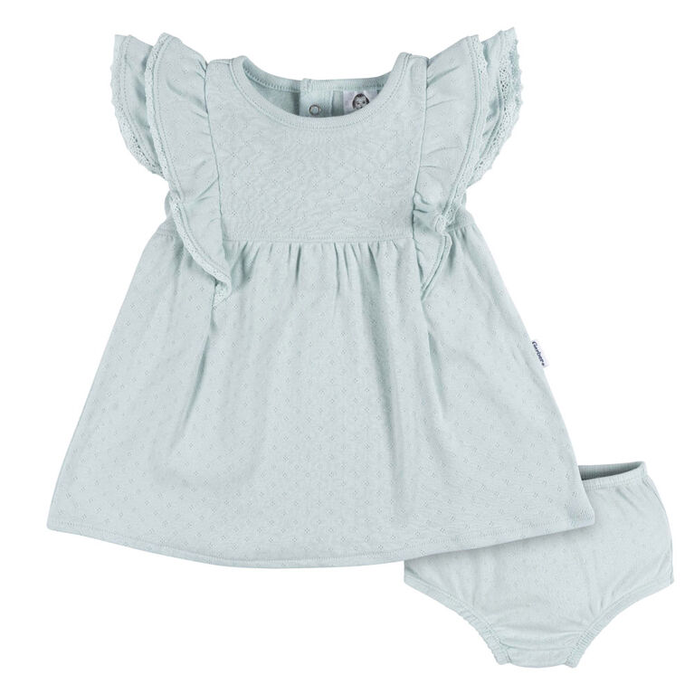 Gerber Childrenswear - 2-Piece Dress + Diaper Set Aqua Blue
