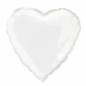 Solid Heart Foil Balloon 18" White