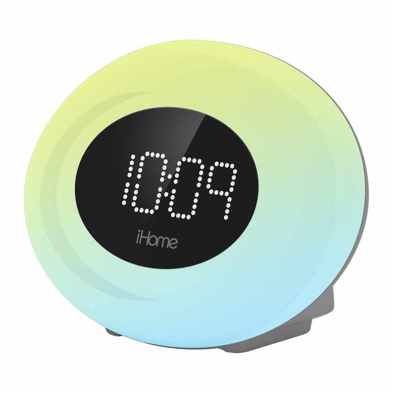 iHome Color Changing FM Alarm Clock w/USB Silver