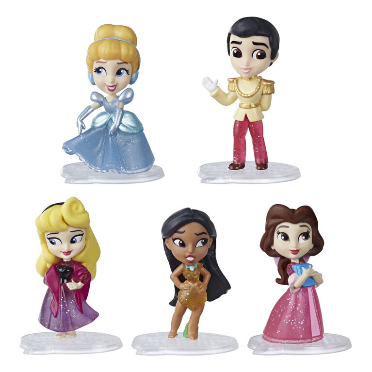 Disney Princess Comics Dolls, Glitter Pack with Cinderella, Prince Charming, Belle, Aurora, and Pocahontas - R Exclusive