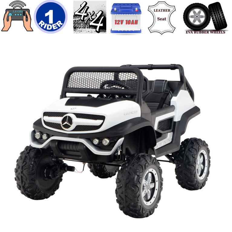 12V Mercedes Unimog 4WD MP4 Ride On - Blanc - Édition anglaise