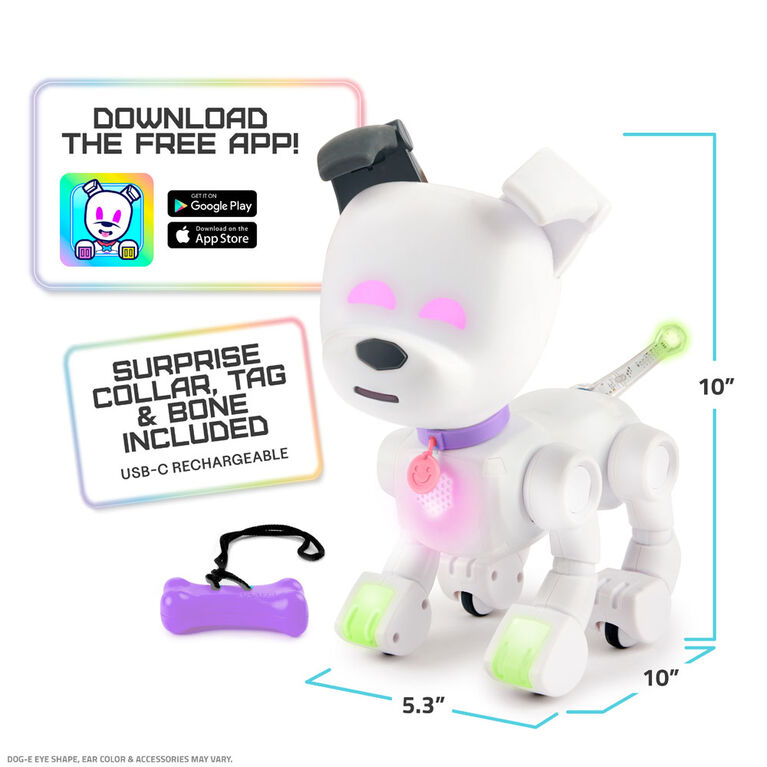 Dog-E Interactive Robot Dog with Colorful LED Lights, 200+ Sounds & Reactions, App Connected