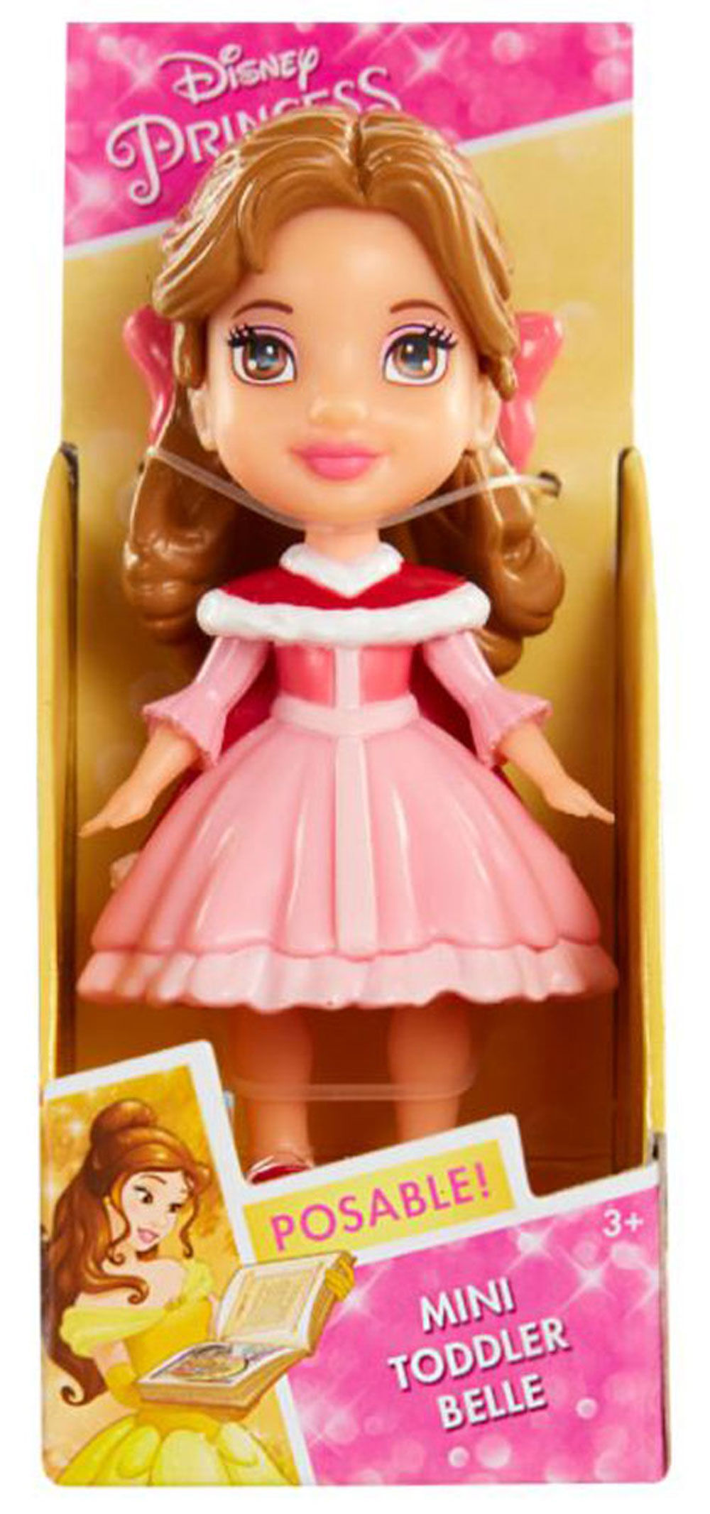 RARE! Details about   Disney Princess Mini Toddler Belle Doll  Pink Winter Dress with Red Cape 