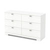 Reevo Bureau double 6 tiroirs- Blanc solide