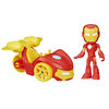 Marvel Spidey and His Amazing Friends Iron Racer Set, Action Figure with Vehicle and Accessory, Preschool Toys
