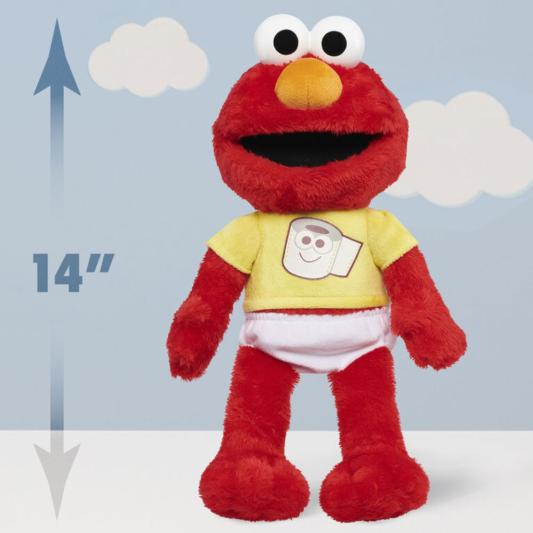 Sesame Street Potty Time Elmo 12-Inch Sustainable Plush Stuffed Animal, Sounds and Phrases, Potty Training Tool - English Edition