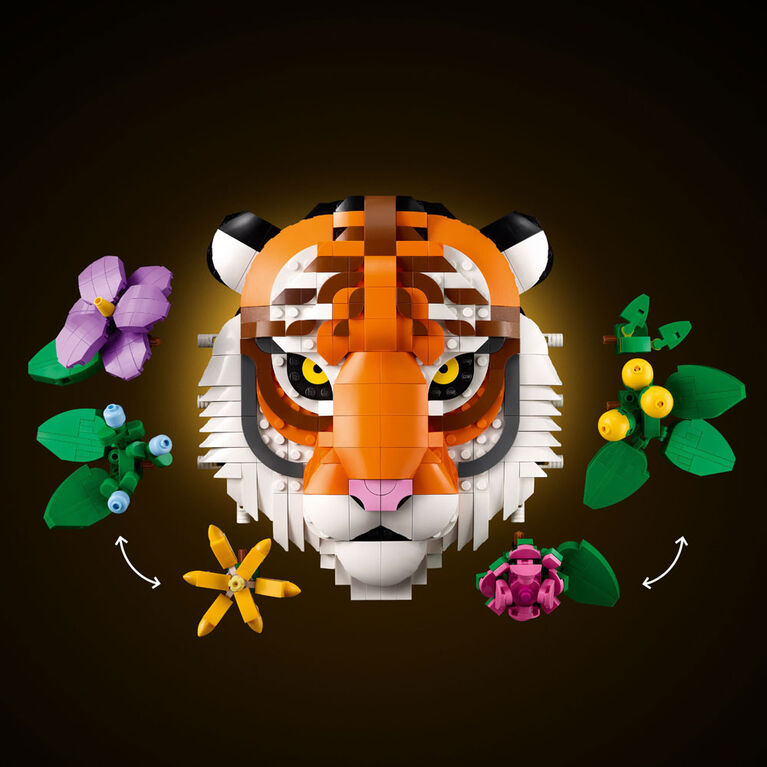LEGO Art La Collection de la Faune - Le Tigre, Cadeau de Pendaison de Crémaillère pour une Nouvelle Maison, Idée de Décoration Florale 31217