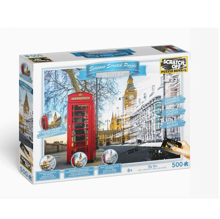 Scratch Off: Summer to Winter Series Puzzle - Big Ben (England) - 500 pieces.