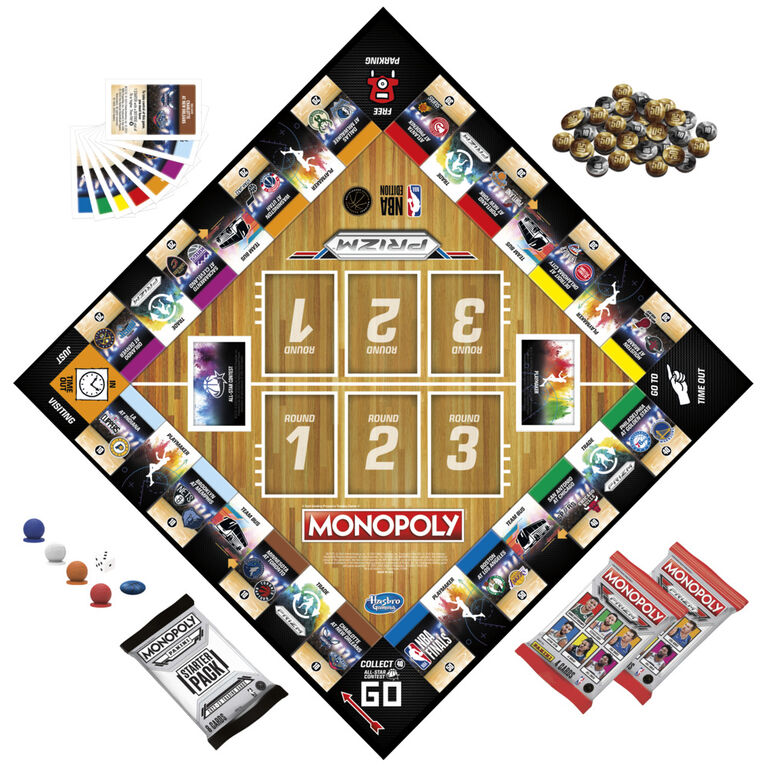 Monopoly Prizm: NBA Edition Board Game, Monopoly Game with Panini NBA Trading Cards - English Edition