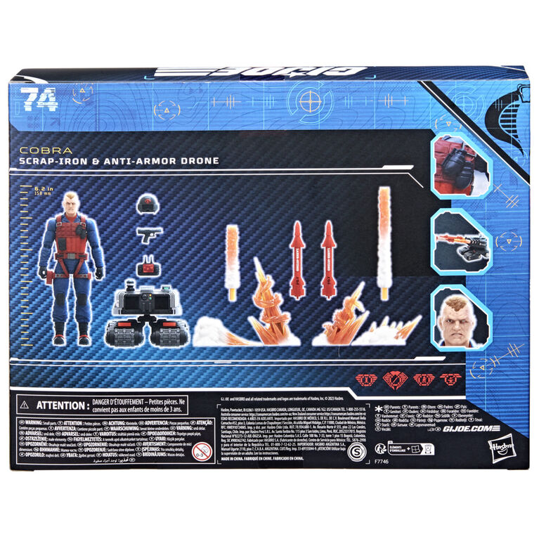 G.I. Joe Classified Series, figurine de collection 74 Scrap-Iron and Anti-Armor Drone, échelle de 15 cm