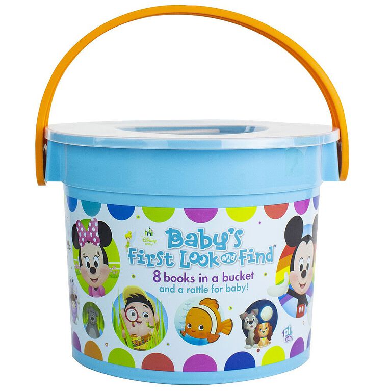 Disney Baby - Baby's First Look and Find - 8 Books in a Bucket and a Rattle for Baby!