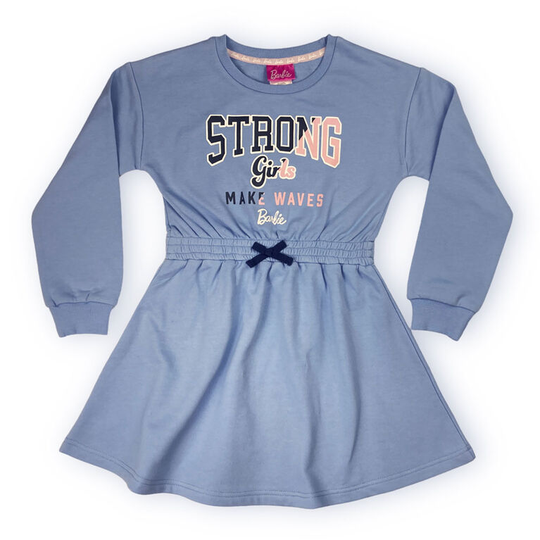 Barbie Fleece Long Sleeve Dress - Blue 4