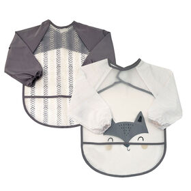 Koala Baby 2 pack Grey Fox Smock bib