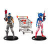 Fortnite Shopping Cart with 7 Inch Premium Action Figures - Warpaint & Fireworks Team Leader