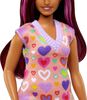 Barbie-Barbie Fashionistas 207-Poupée mèches roses et robe à coeurs