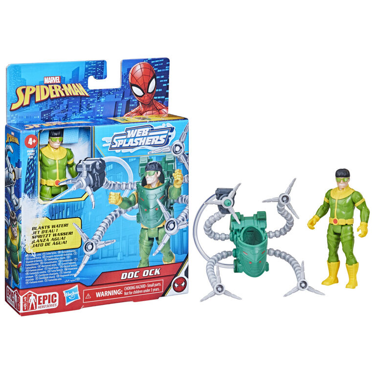 Marvel Spider-Man, figurine Doc Ock Héros aquatique de 10 cm avec accessoire à jet d'eau