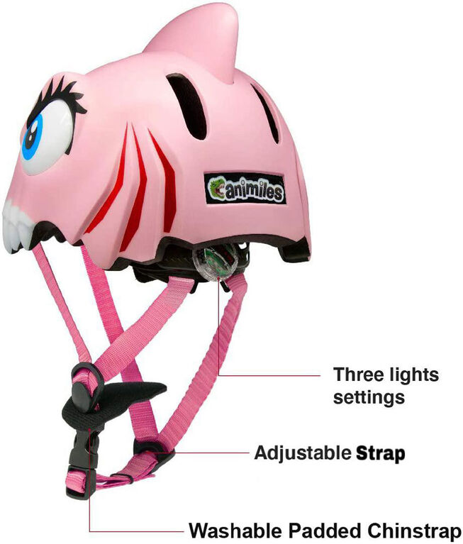 Animiles 3-D kids helmet Pink Shark one size fits ages 3-8 - English Edition