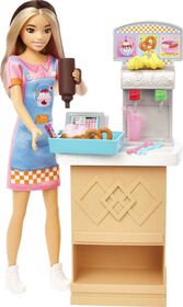 Barbie Toys, Skipper Doll and Snack Bar Playset with Color-Change Feature and Accessories, First Jobs