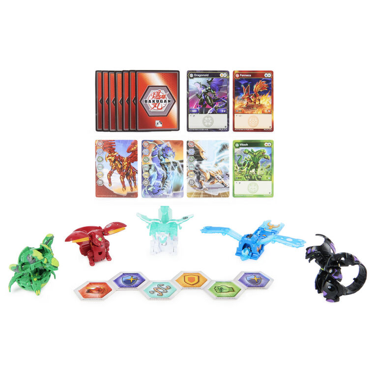 Bakugan, Geogan Brawler Pack de 5, Geogan Insectra et Arcleon exclusifs et 3 figurines articulées à collectionner Bakugan