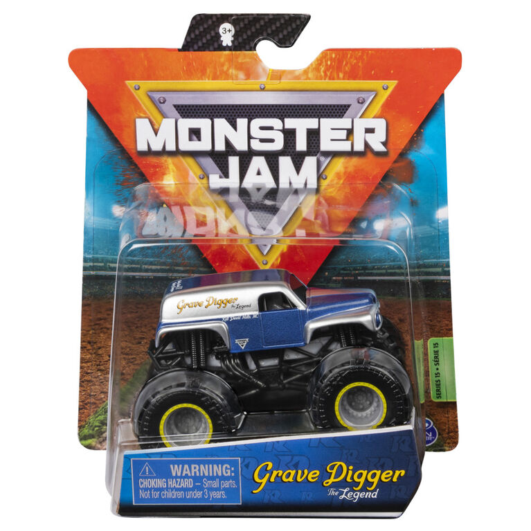 Monster Jam, Official Grave Digger The Legend Monster Truck, Die-Cast Vehicle, Retro Rebels Trucks Series, 1:64 Scale