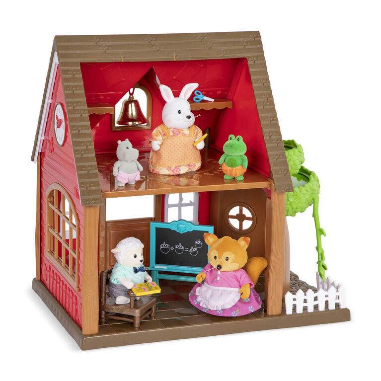 Woodland School House Playset, Woodzeez, Ensemble d'école avec accessoires - les motifs peuvent varier