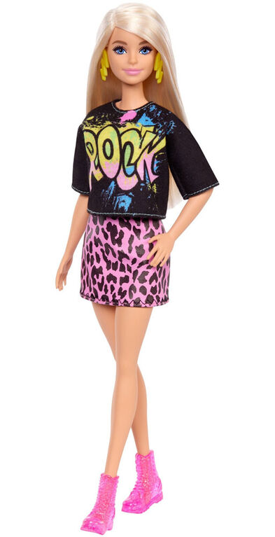 Barbie Fashionistas Doll with Long Blonde Hair Wearing "Rock" Graphic T-Shirt