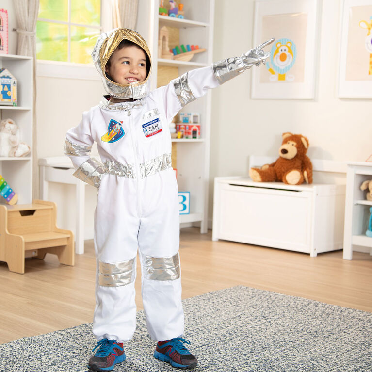 Melissa & Doug Astronaut Role Play Space Costume Set (5 pcs) - Jumpsuit, Helmet, Gloves, Name Tag