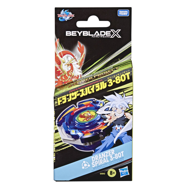 Beyblade X Starter Pack X-Over Project Dranzer Spiral 3-80T, toupie et lanceur
